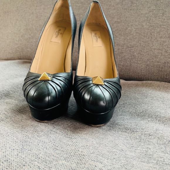 Black leather Valentino Rockstud platform - Picture 2 of 6